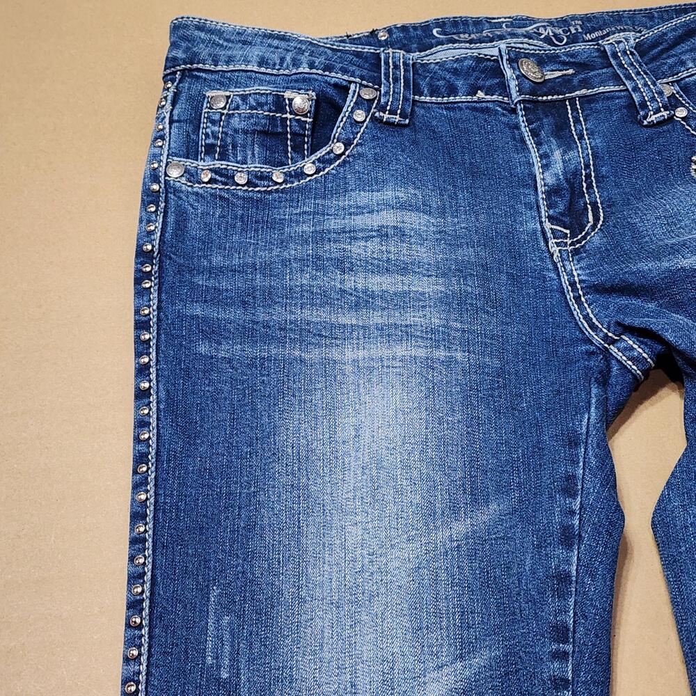 Trinity Ranch Jeans Womens 9 Blue Bootcut Embroidered Rhinestone Studded - Picture 9 of 16